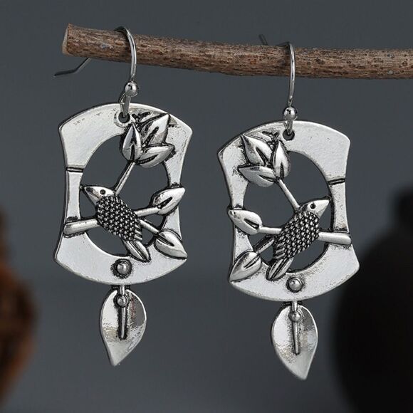 Silver boho bird earrings #987 - Picture 1 of 4